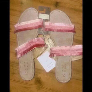 NWT Lauren Conrad Coral Fringe Slide On Sandals Size XL